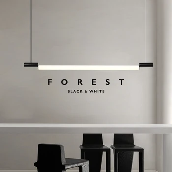 Черная минималистичная ресторанная люстра, офисный кабинет, бар, современный простой светильник, роскошная светодиодная лента