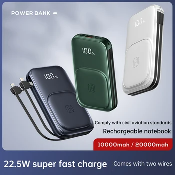 20000 мАч Магнитное Qi Беспроводное Зарядное Устройство Power Bank Встроенный Кабель PD 20 Вт/22,5 Вт Быстрая Зарядка для iPhone 12 Huawei Xiaomi Powerbank