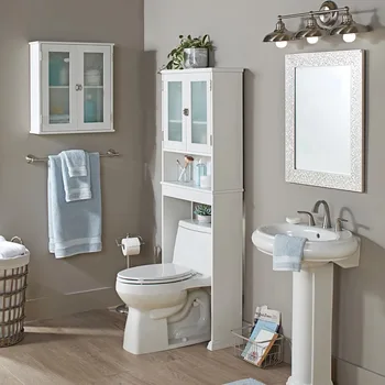 Настенный шкаф для ванной комнаты с 1 регулируемой полкой белый