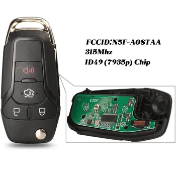 Складной Флип 3 + 1/4 Кнопки дистанционного автомобильного ключа 315 МГц Hitagpro/49 Чип FCC ID: N5F-A08TAA HU101 Лезвие для Ford Fusion 2013-2016