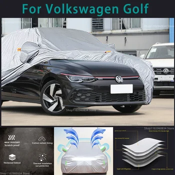 Для Volkswagen Golf 210T Полные автомобильные чехлы Наружная защита от солнца, ультрафиолета, пыли, дождя, Снега, Защитный чехол для автомобиля от града, чехол для авто