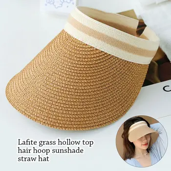 Женская портативная пляжная шляпа с широкими полями и солнцезащитными козырьками, соломенная кепка, шляпа от солнца
