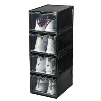 Открытая боковая магнитная коробка для обуви, прозрачный утолщенный пылезащитный шкаф-витрина, обувная стенка, коробка для хранения спортивной обуви