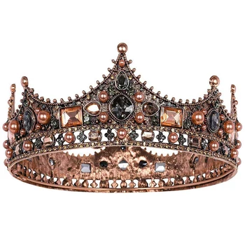 3X King Crowns для мужчин - Винтажная корона из горного хрусталя в стиле барокко, Мужская корона в полный рост для театральной вечеринки