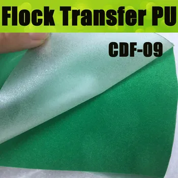 CDF-09 Зеленый флокированный полиуретановый материал для рубашек, термопередающий флокированный полиуретановый винил для одежды с бесплатной доставкой Размер: 50 см x 100 см/лот