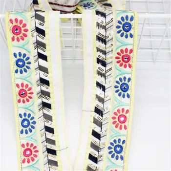бежевый воротник из шинуазри шириной 6,5 см, расшитый пайетками, аксессуары со штрих-кодом, цветочная тесьма