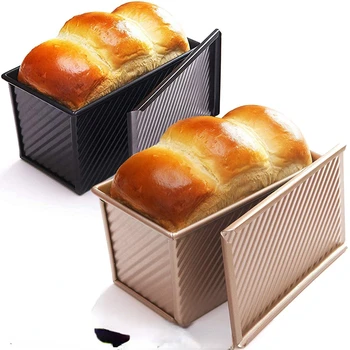 Прямоугольная форма для выпечки хлеба с крышкой, форма для выпечки торта, тостов, антипригарная коробка для тостов с крышкой, форма для хлеба из золотой алюминизированной стали