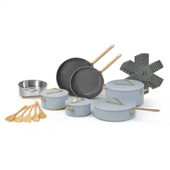Набор керамической посуды с антипригарным покрытием василькового цвета от Drew Barrymore, Металлическая форма для выпечки, принадлежности и инструменты для выпечки круглых тортов