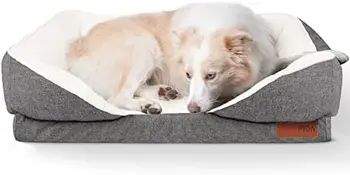 Кровать для собак с основанием из пены с эффектом памяти -Диван для отдыха для собак со съемным моющимся чехлом, Кушетки для домашних животных для маленьких собак и кошек (средний