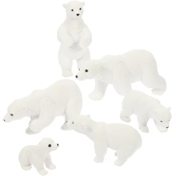 Миниатюрная модель украшения из смолы, Белая Статуэтка Белого Медведя с Микро-Пейзажем