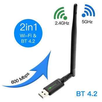 Мини USB Wifi Адаптер 600 Мбит/с Bluetooth-совместимый Wi-Fi Адаптер Для ПК Ноутбук Беспроводной приемник Ключ Сетевая карта Бесплатный драйвер
