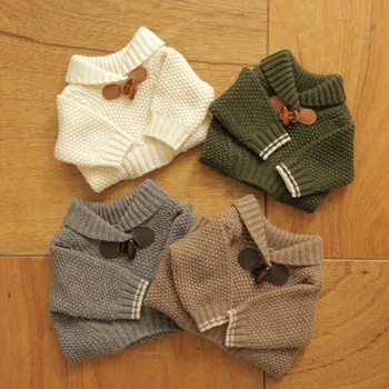 Вязаный свитер для домашних животных, шнауцер, осенне-зимний пуловер с плюшевым принтом, теплая одежда для собак, однотонная одежда для щенков на двух ножках