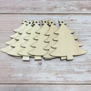 50x деревянные украшения для рождественской елки Резьба по дереву украшение для рождественской елки