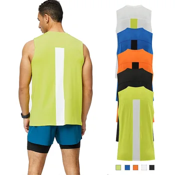 Тонкий и прохладный летний быстросохнущий спортивный жилет для марафона, тренировочный жилет для бега на открытом воздухе, мужская дышащая футболка для фитнеса