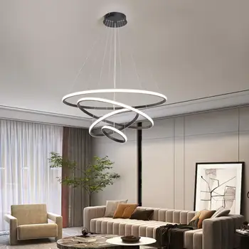 Позолоченные/хромированные современные светодиодные подвесные светильники NEO Gleam Для гостиной, столовой, кухни, Кольцевых подвесных светильников