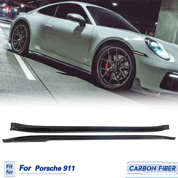 Боковые Юбки Обвес Из Углеродного Волокна Для Porsche 911 992 Carrera 4 S 4S Coupe 2-Дверный 2019 2020 Боковые Юбки Бампера Автомобиля Фартук