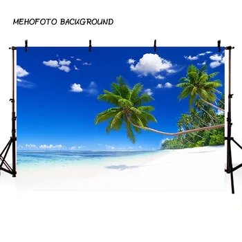 Фон для фотосъемки Летнее Голубое Небо Море Солнечный Пляж Фон Кокосовой Пальмы Фотофон Для фотосессии Реквизит для фотостудии F3259