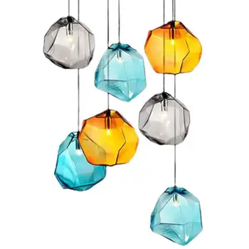 Современные минималистичные подвесные светильники из цветного стекла E14 креативная лампа для кухни гостиной спальни ванной комнаты ресторана