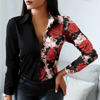 Популярная женская рубашка с V-образным вырезом, женская одежда, осень-зима, винтажная женская рубашка, женская блузка, женский топ