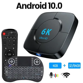 Android TV Box 16G 32G 64G телеприставка 6K Youtube Голосовой ассистент H.265 Медиаплеер 3D Видеоприемник Wifi Smart TV Box
