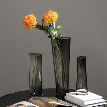 Китайская креативная современная ваза Продвинутый минималистский офисный эстетический дизайн хрустальной вазы Nordic Glass Deco Maison Room Decorator
