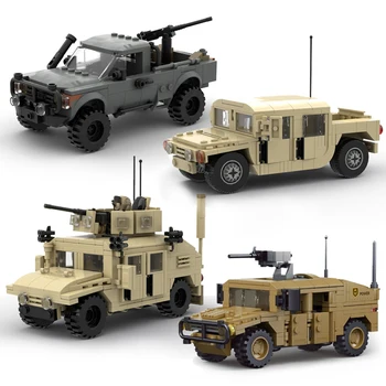Военная серия Hummer Второй мировой войны Строительные блоки H2 Jeep Assault Vehicle Набор моделей автомобилей Для мальчиков, детские игрушки, подарки