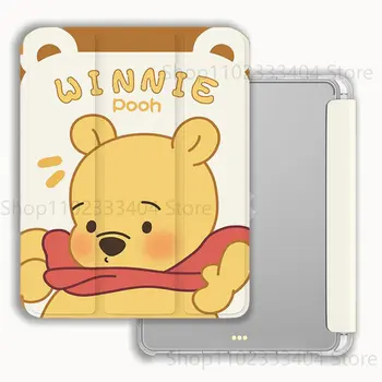 Чехол для планшета Disney Winnie the Pooh для iPad Air 1 2 3 Mini 4 5 6 iPad Pro 2021 2022 12,9 дюйма с трехстворчатым гнездом для ручки, Защитный чехол