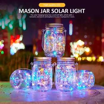 Солнечный свет LED Водонепроницаемый IP65 Интеллектуальное управление Mason Jar Подвесной фонарь Настенный настольный декоративный светильник