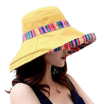 Шляпа Рыбака, Цветная Лоскутная двусторонняя хлопковая Женская шляпа-ведро с солнцезащитным козырьком для путешествий