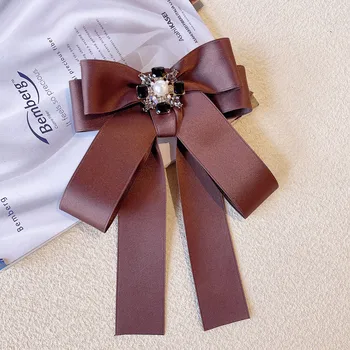 Брошь с галстуком-бабочкой для женщин и девочек Простая мода Аксессуары для рубашек в стиле британского корейского колледжа, Заколка для галстука-бабочки из ленты ручной работы