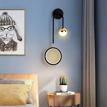 Современный светодиодный настенный светильник Nordic Round Ball Креативное Прикроватное Освещение для спальни Роскошное Бра для прохода в гостиную