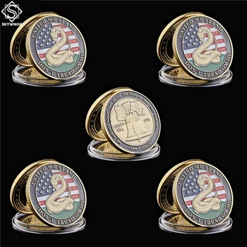 5ШТ 1776 Американская Змея Колокол Свободы Медаль Памятная Монета Подарочная коллекция Валюта Военный Значок