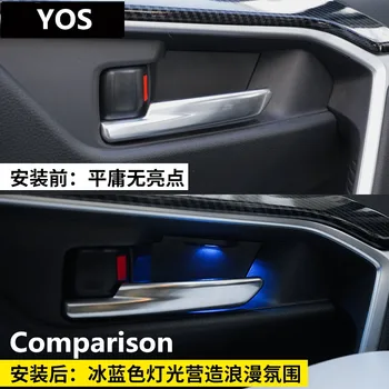 4 шт. Дверной Декоративный светильник, светодиодный Атмосферный светильник 9 Вт 5000 К, синий для Toyota RAV4 2019-2020