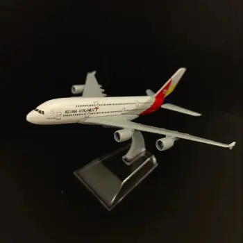 Масштаб 1: 400 Металлическая модель самолета, Корея Asiana A380 Реплика самолета, Отлитый под давлением Авиационный самолет, Коллекция миниатюрных художественных игрушек