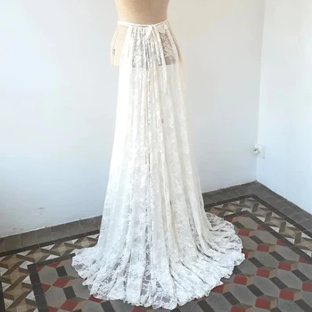 Кружевная Съемная юбка JIERUIZE Свадебная в стиле Бохо, Съемный Шлейф Для Платьев, Верхняя юбка Для Новобрачных