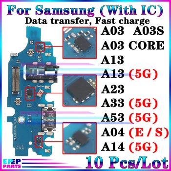 10 шт./лот, Usb Зарядное устройство, Порт, Гибкий кабель для Samsung Galaxy A03 Core A03S A13 A23 A33 A53 A04 A04E A04S A14, Зарядная плата 5G