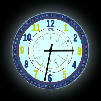 Время обучения Развивающие Настенные часы со светодиодной подсветкой, Настенные часы для занятий математикой в детском саду, Настенные часы для дошкольного обучения, Светящаяся В темноте Прикроватная лампа