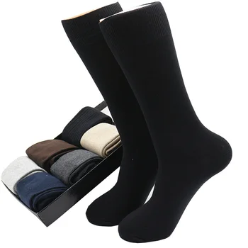 Мужские однотонные деловые зимние носки в стиле Харадзюку, Дезодорант из чистого хлопка, Повседневные Длинные черные носки (РАЗМЕР 42-48)