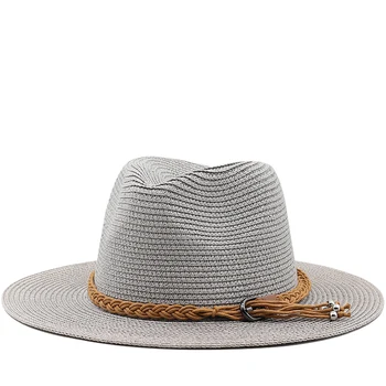 Новая Летняя солнцезащитная шляпа унисекс с поясом, повседневная панама для отдыха, соломенная шляпа, женские пляжные джазовые мужские шляпы, Складная вводная часть