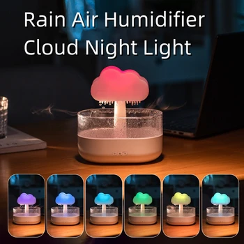 2023 Увлажнитель Воздуха Rain Cloud Night Light Со Звуком Падения Дождевой воды И 7-цветным светодиодным Диффузором Эфирного масла Для Ароматерапии