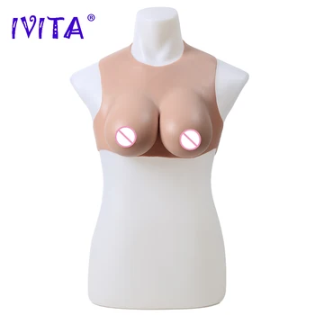 IVITA 100% Искусственная силиконовая форма груди 2 цвета C чашечкой, Искусственная грудь для трансвеститов, трансвеститов-трансвеститов