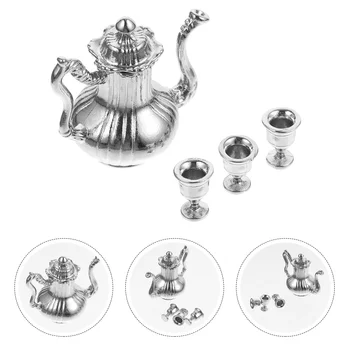 Миниатюрные Чайные чашки, игрушки, кухонные принадлежности, Чайник, предметы домашнего декора, Металл