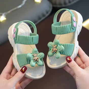 Сандалии для девочек; новинка 2023 года; летняя обувь для маленьких девочек на нескользящей мягкой подошве; обувь для маленьких девочек; детские сандалии