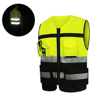 Защитная одежда для велоспорта, светоотражающий жилет безопасности, высокая видимость с передними карманами на молнии, защитная одежда для велоспорта, куртка большого размера