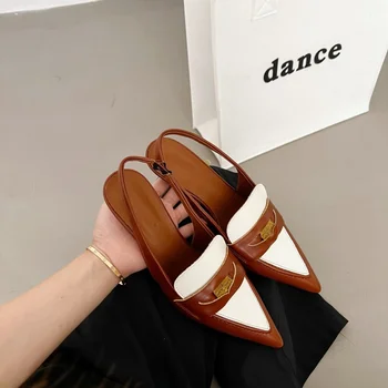 Женские босоножки с острым кошачьим каблуком, украшенные золотыми монетами, на показе 2023 года, стиль Baotou, французские винтажные тонкие туфли на высоком каблуке с мелким носком