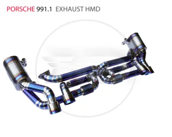 HMD Глушитель выхлопной трубы из титанового сплава Downpipe подходит для электронного клапана автоматической модификации Porsche 911 991.1