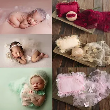 3 шт./компл., реквизит для фотосъемки новорожденных, цветочная обертка, сетчатый фон, одеяло для фотосъемки, реквизит для студийных съемок
