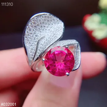 KJJEAXCMY fine jewelry натуральный розовый топаз из стерлингового серебра 925 пробы, регулируемый драгоценный камень, женское кольцо, тест на поддержку моды