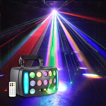 DJ Lights Сценическая Вечеринка 4 в 1 RGBW Дерби Луч Красный Зеленый Звездный Светодиодный Стробоскоп Динамический Шатер Пульт Дистанционного Управления DMX Отлично Подходит Для Дискотеки