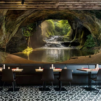 beibehang Пользовательское визуальное расширение пещеры фон гостиной природа лес обои украшение ресторана 3D фреска обои